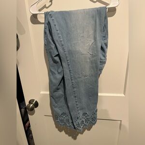 Lane Bryant Light Blue Skinny Jeans with Scalloped Eyelet Hem